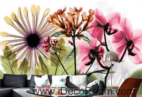 Image of Beautiful dream fresh colorful flowers daisy transparent flowers wall art wall decor mural wallpaper wall  IDCWP-000202