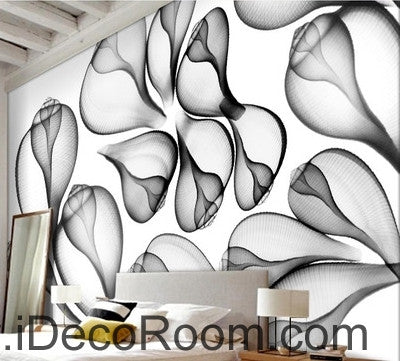 Image of Beautiful dream black and white art transparent leaf flower wall art wall decor mural wallpaper wall paper IDCWP-000205