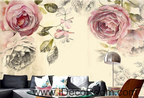 Image of Retro Old Rose Garden Pastoral Rose wall art wall decor mural wallpaper wall  IDCWP-000219