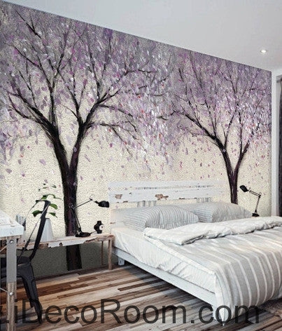 Beautiful dream romantic lavender abstract tree flower oil painting effect wall art wall decor mural wallpaper wall  IDCWP-000230