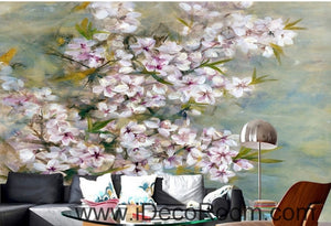 Beautiful Dream Romantic Pink Cherry Blossom Peach Blossom oil painting effect wall art wall decor mural wallpaper wall  IDCWP-000232