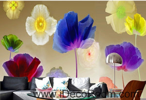 A beautiful dream colorful multicolored blooming poppy flowers transparent wall art wall decor mural wallpaper wall  IDCWP-000237