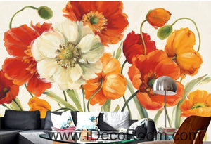 A beautiful dream of fresh and colorful blooming poppy flower painting wall art wall decor mural wallpaper wall  IDCWP-000241