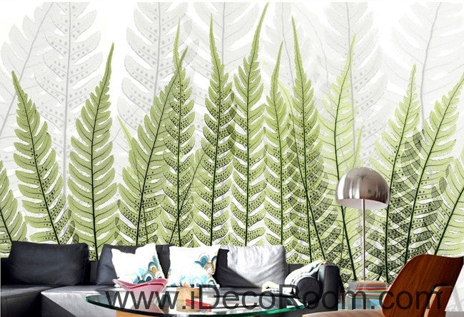 Beautiful dream fresh green ferns transparent leaf wall art wall decor mural wallpaper wall  IDCWP-000243