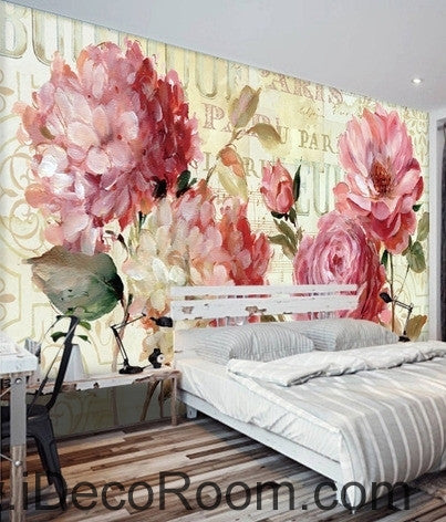 Beautiful dream romantic pink in full bloom peony rose wall art wall decor mural wallpaper wall  IDCWP-000245