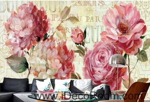 Beautiful dream romantic pink in full bloom peony rose wall art wall decor mural wallpaper wall  IDCWP-000245