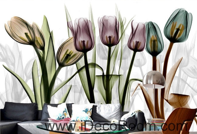 A beautiful dream fresh and colorful in full bloom transparent tulips wall art wall decor mural wallpaper wall  IDCWP-000246