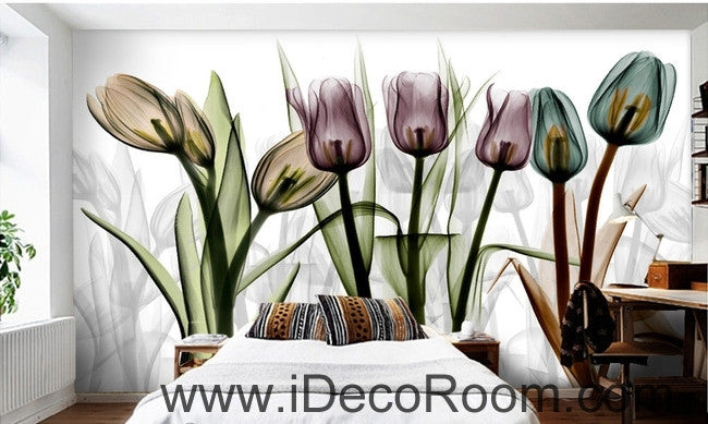 A beautiful dream fresh and colorful in full bloom transparent tulips wall art wall decor mural wallpaper wall  IDCWP-000246
