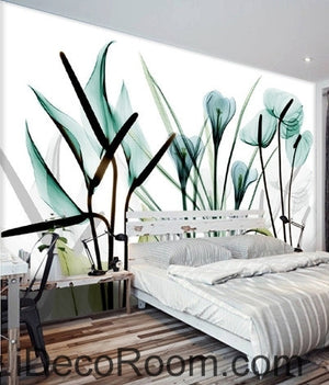 Beautiful dream fresh romantic blue tulip calla flower transparent flowers wall art wall decor mural wallpaper wall  IDCWP-000250