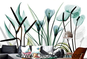 Beautiful dream fresh romantic blue tulip calla flower transparent flowers wall art wall decor mural wallpaper wall  IDCWP-000250