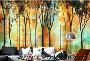 Beautiful romantic abstract golden tree forest tree oil painting effect wall art wall decor mural wallpaper wall  IDCWP-000256