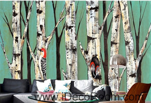 A beautiful fresh woods on a forest tree on a woodpecker wall art wall decor mural wallpaper wall  IDCWP-000263