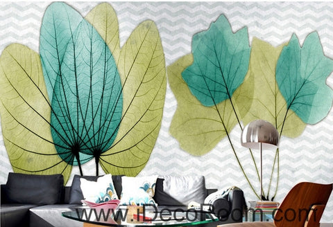 Image of Beautiful dream fresh green transparent small round leaves overlapping wall art wall decor mural wallpaper wall  IDCWP-000274