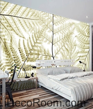 Beautiful dream retro old ferns transparent leaves wall art wall decor mural wallpaper wall  IDCWP-000280