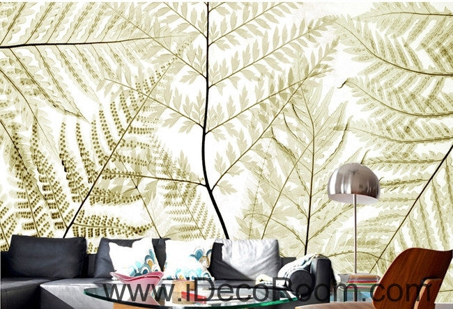 Beautiful dream retro old ferns transparent leaves wall art wall decor mural wallpaper wall  IDCWP-000280