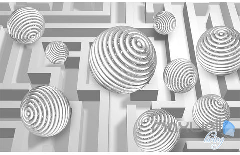 Image of 3D Modern Swirl Ball 5D Wall Paper Mural Art Print Decals Busniess Decor IDCWP-3DB-000009