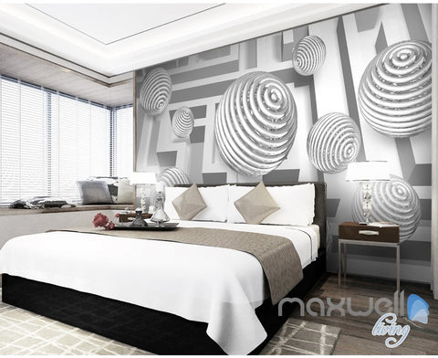 Image of 3D Modern Swirl Ball 5D Wall Paper Mural Art Print Decals Busniess Decor IDCWP-3DB-000009