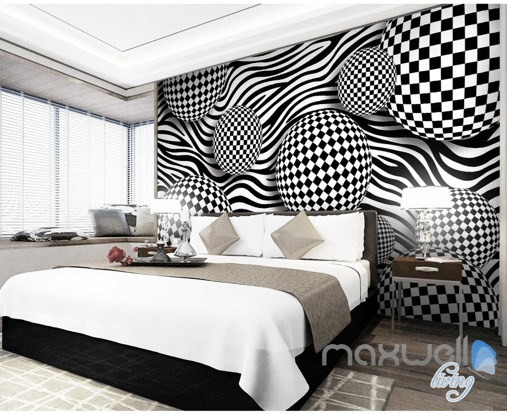 3D Chessboard Ball 5D Wall Paper Mural Art Print Decals Modern Room Decor IDCWP-3DB-000020