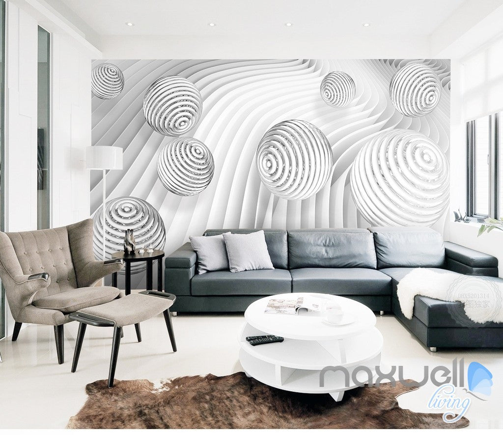 3D Waving Ball 5D Wall Paper Mural Art Print Decals Modern Bedroom Decor IDCWP-3DB-000025