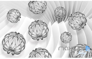 3D Hollow Ball Pattern 5D Wall Paper Mural Art Print Decals Office Decor IDCWP-3DB-000031