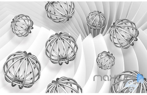 Image of 3D Hollow Ball Pattern 5D Wall Paper Mural Art Print Decals Office Decor IDCWP-3DB-000031