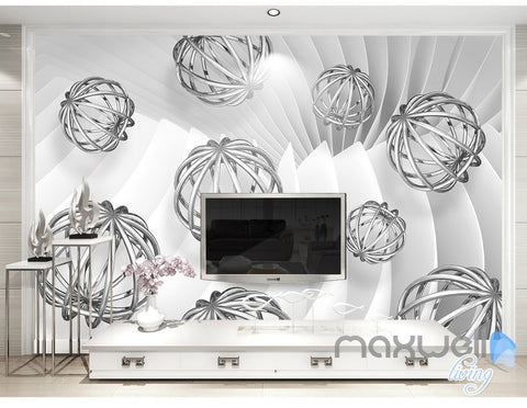 Image of 3D Hollow Ball Pattern 5D Wall Paper Mural Art Print Decals Office Decor IDCWP-3DB-000031