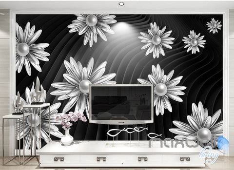 Image of 3D Daisy Flowers Modern 5D Wall Paper Mural Art Print Business Office Decor IDCWP-3DB-000038