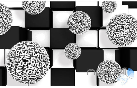 Image of 3D Number Ball Blocks 5D Wall Paper Mural Art Print Business Office Decor IDCWP-3DB-000040