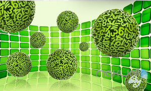 3D Green Number Ball 5D Wall Paper Mural Art Print Decals Business Decor IDCWP-3DB-000042