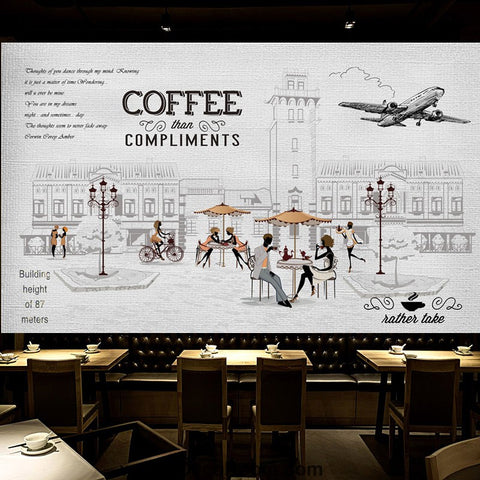 Image of Coffee shop Wallpaper Coffee Club Cafe Wall Murals IDCWP-CF-000032