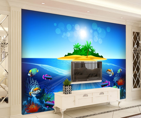 Blue Ocean Underwater World Wallpaper Living Room  IDCWP-DZ-000002