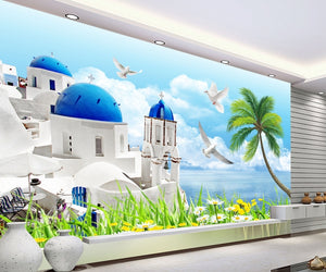 Mediterranean Aegean Sea View Wallpaper Decorative Painting IDCWP-DZ-000015