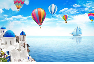 Dreamy 3d Mediterranean seascape balloon wallpaper IDCWP-DZ-000047