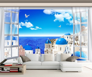 Mediterranean style castle castle sea view room Wallpaper IDCWP-DZ-000057