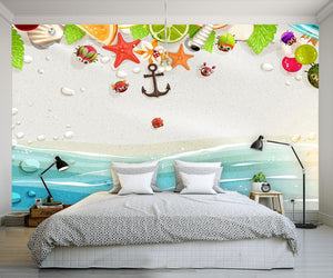 Hand-drawn cartoon seaside scenery starfish mural decorative painting IDCWP-DZ-000070