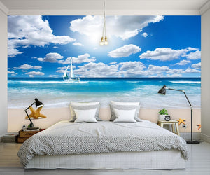 Blue sky white clouds seaside landscape Wallpaper IDCWP-DZ-000094