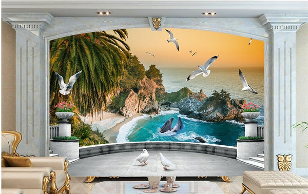 3D Window Seascape Wallpaper IDCWP-DZ-000107 – IDecoRoom