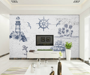 European vintage brick wall Mediterranean theme Wallpaper IDCWP-DZ-000108