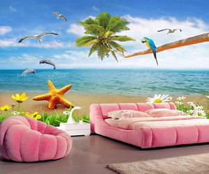 Beautiful Seascape Beach Coco Dolphin Wallpaper IDCWP-DZ-000117