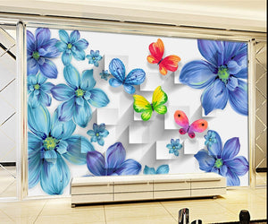 Mediterranean hand painted lilies 3D mural living room Wallpaper IDCWP-DZ-000128