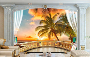 Coconut Tree Seascape Landscape Wallpaper IDCWP-DZ-000129
