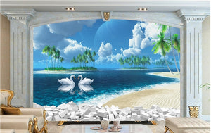 Coconut Tree Seascape Landscape Wallpaper IDCWP-DZ-000131