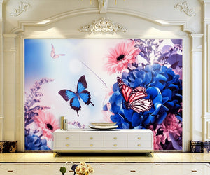 Dreamy aesthetic atmosphere butterfly flower Wallpaper IDCWP-DZ-000157