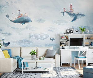 modern minimalist elegant small fresh blue ocean Wallpaper IDCWP-DZ-000179