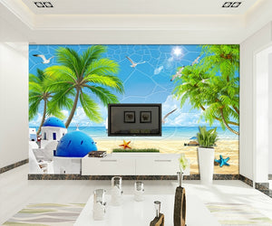 Mediterranean coco seaside beach 3d Wallpaper IDCWP-DZ-000206