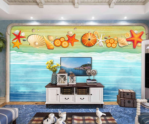 Beach starfish shell watercolor mediterranean  Wallpaper IDCWP-DZ-000229