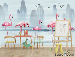 Modern minimalist Nordic flamingo wallpaper wall murals IDCWP-HL-000002