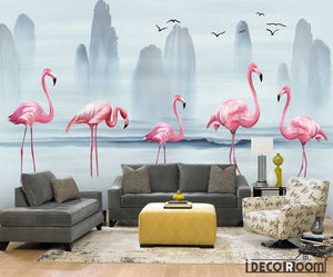 Modern minimalist Nordic flamingo wallpaper wall murals IDCWP-HL-000002