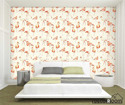 Image of Flamingo simple wallpaper wall murals IDCWP-HL-000006