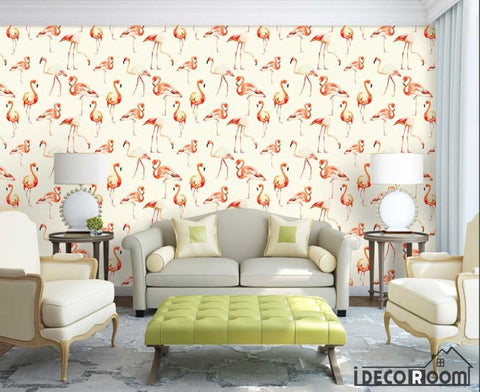 Image of Flamingo simple wallpaper wall murals IDCWP-HL-000006